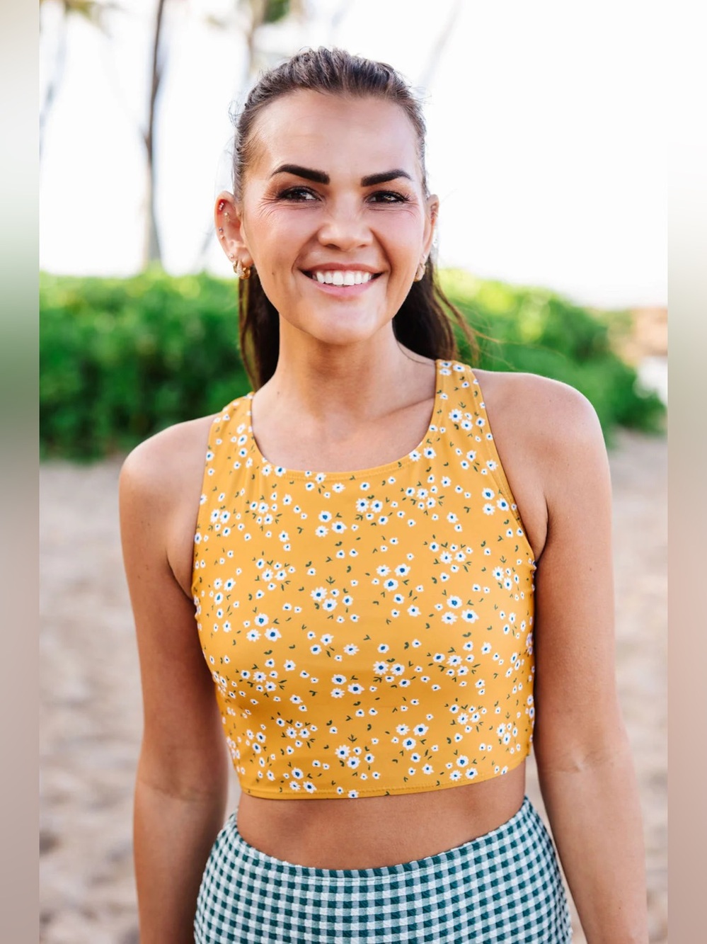 NWT Livy&Kate SUNSHINE FLORAL HIGH TIDE CROP Swim Suit Top